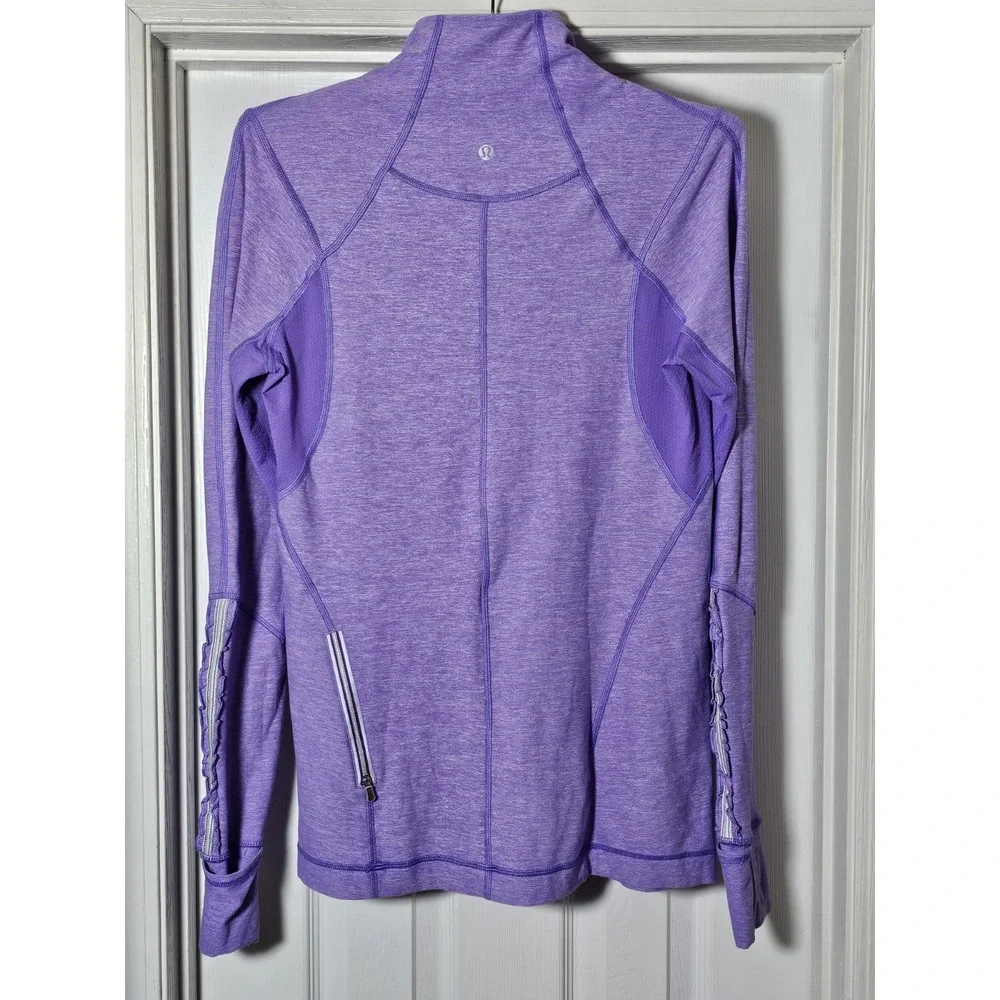 Lululemon Heathered Purple Quarter Zip Pullover Running Jacket‎ Sz 10 Reflective